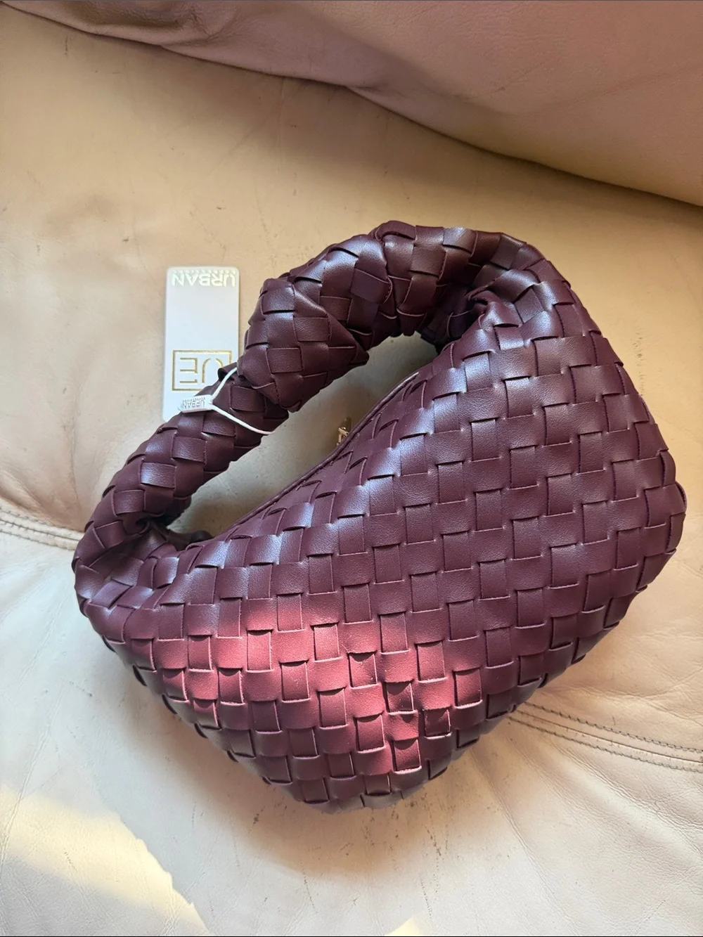 Urban Expressions Mini Wine Woven Knotted Hobo Bag